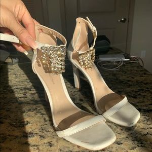 *holiday heals* Stuart Weitzman bling rhinestone white strap heals